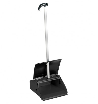 RECOGEDOR CLIP PVC NEGRO C/TAPA+PALO ALUM. R5636