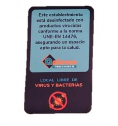 VINILO "ESTABLECIMIENTO DESINFECTADO" 12,5X20,2 CM