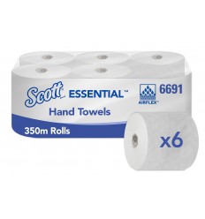 TOALLA-ROLLO 350 MTS BLANCA R6691 C/6