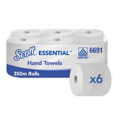 TOALLA-ROLLO 350 MTS BLANCA R6691 C/6